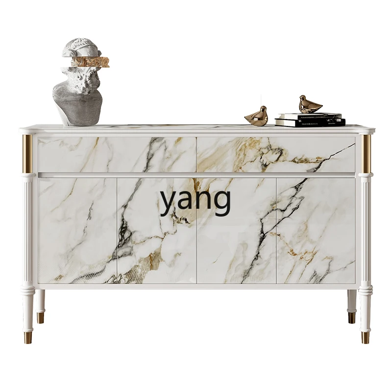 

LXL Light Luxury Stone Plate Sideboard Cabinet Solid Wood Simplicity Entrance Cabinet Modern Guest Restaurant Curio Cabinet