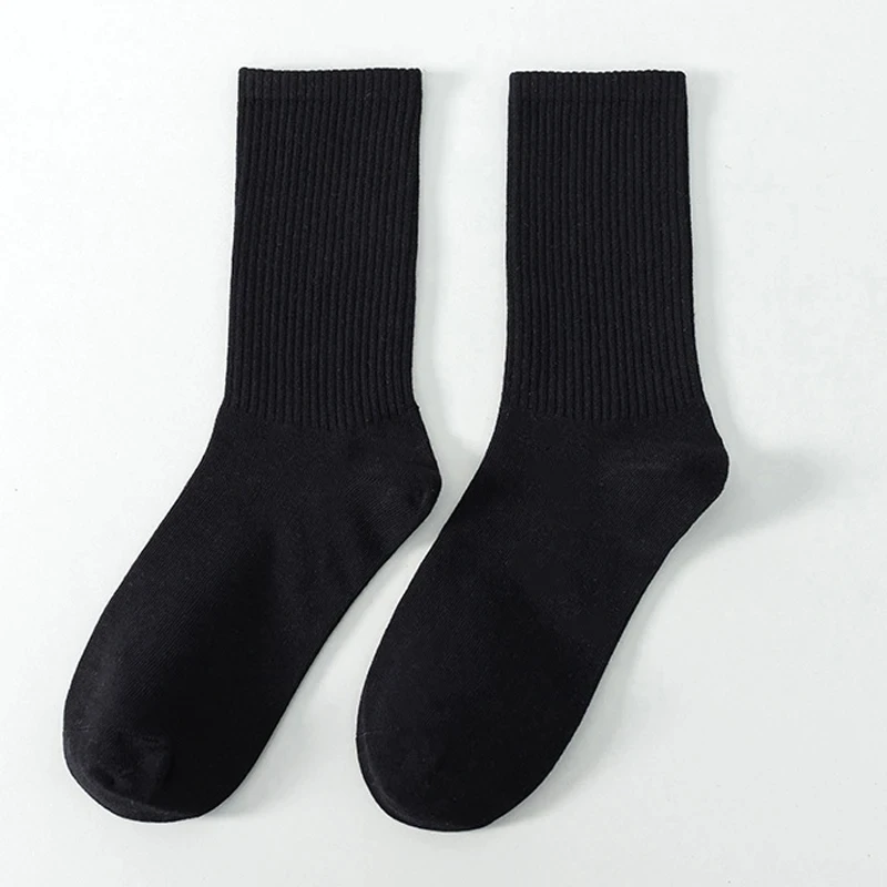 6 Pairs Middle Tube Socks For Men Solid Colour In White and Black Streetwear Harajuku Fashion Breathable and Casual Socks