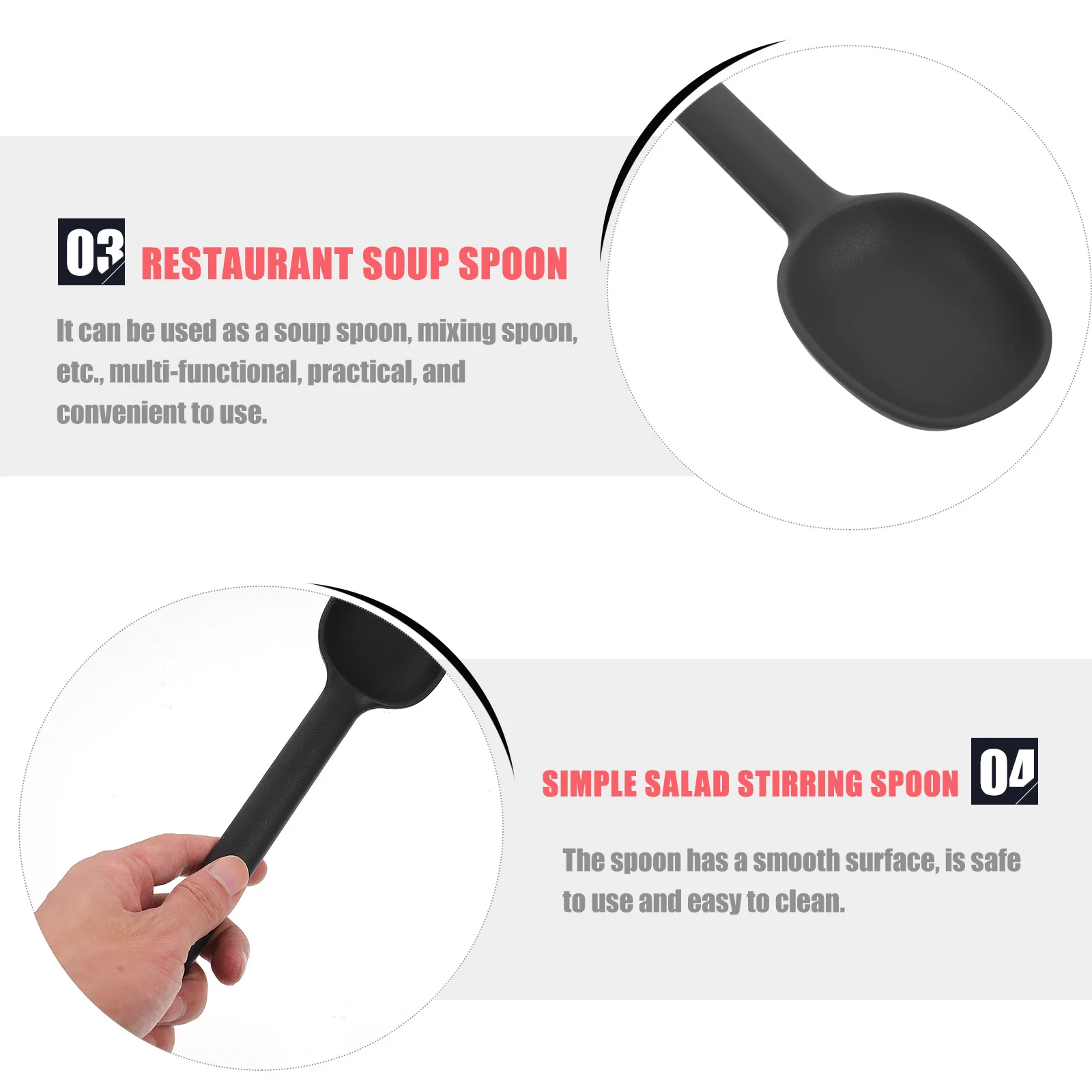 

1pc Silicone Soup Spoon Multi-Functional Stirring Ladle Smooth Edge Kitchen Tableware Salad Spoon Household Soup Scoop