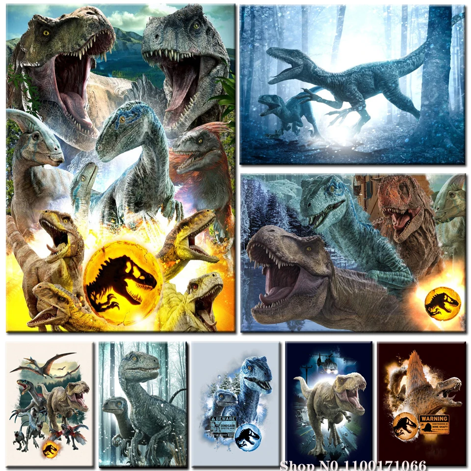 

Full 5D DIY Diamond Painting Jurassic World animal dinosaur 3D Embroidery Cross Stitch Mosaic Rhinestone Home Decor Gift