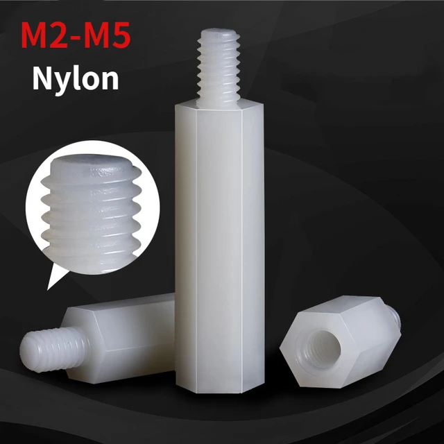 M2 M2.5 M3 M4 M5 biały sześciokątny Nylon Spacer Post pojedynczy klosz Nylon plastikowa przekładka śruba gwint zewnętrzny 6m