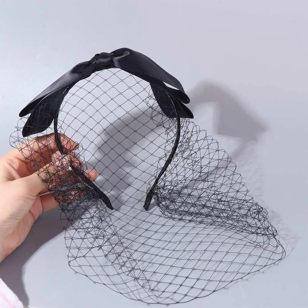 

Винтажная фата для невесты во французском стиле, атласный бант, белый свадебный головной убор, фея, элегантная свадебная повязка на голову, аксессуары для волос