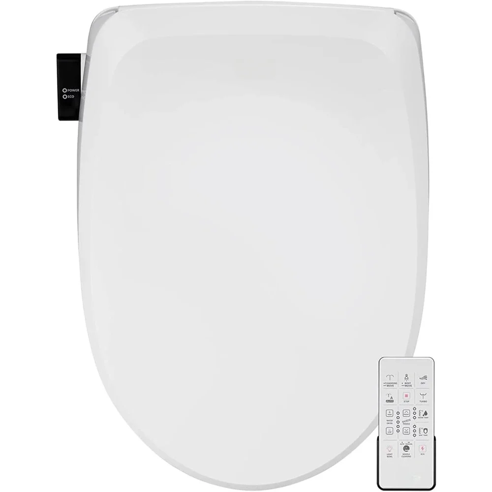 Luxury Bidet Toilet Seat with Remote Control, Night Light, Air Dryer, Tankless & Temperature Control, Easy Removal