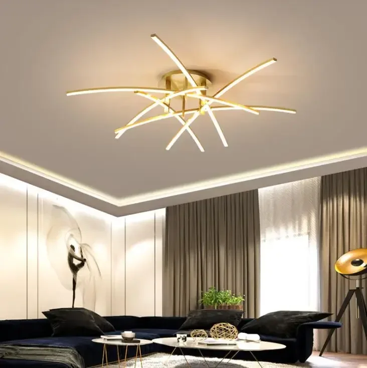 

Gold LED Chandelier For Bedroom Living Room Dining Room Kitchen Ceiling Chandeliers Home Indoor Lighting Fixtures