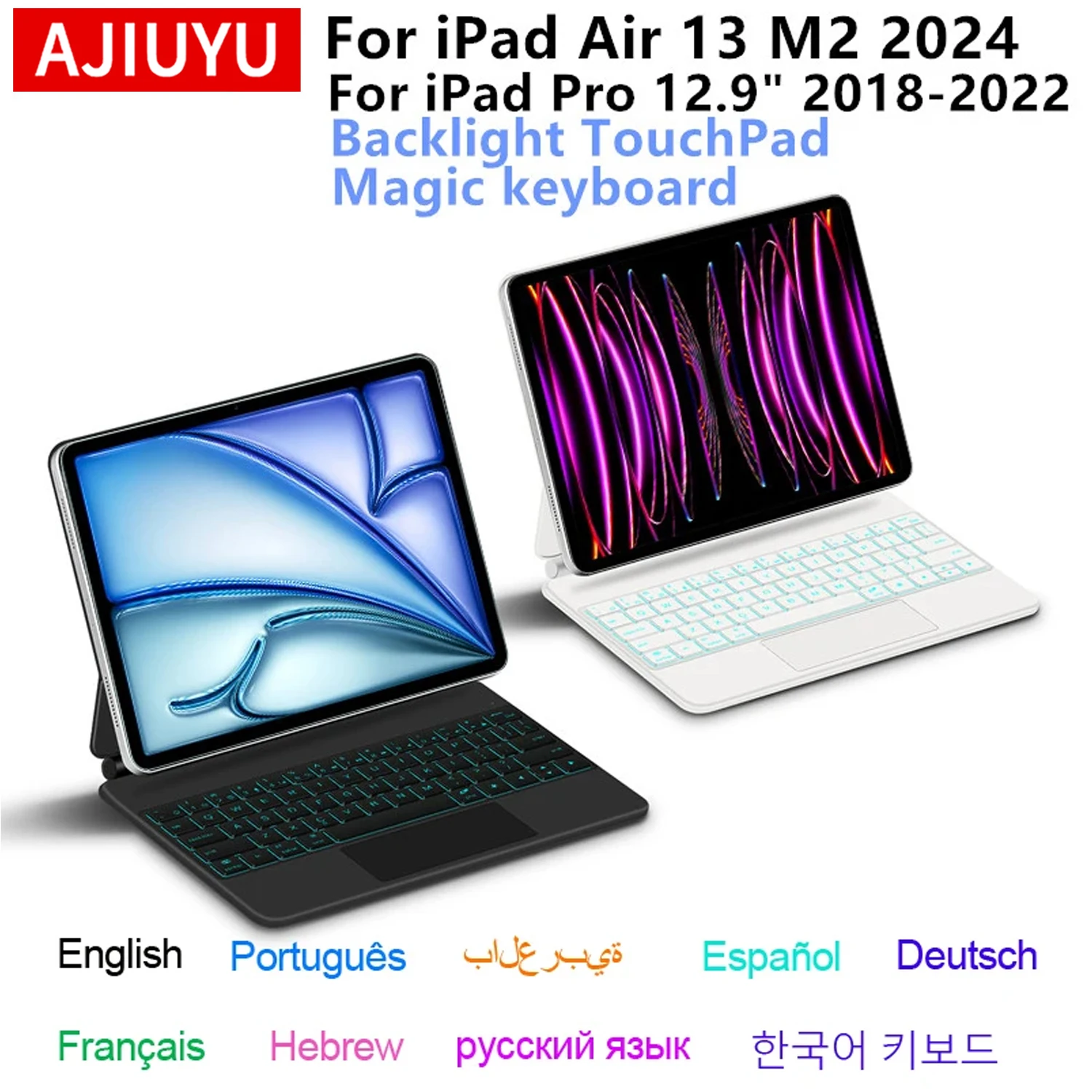 

Magic Keyboard For iPad Air 13 inch 2024 M2 Smart Case For iPad Pro 12.9 2018-2022 6th 5th 4th 3rd Gen Backlight Keyboard