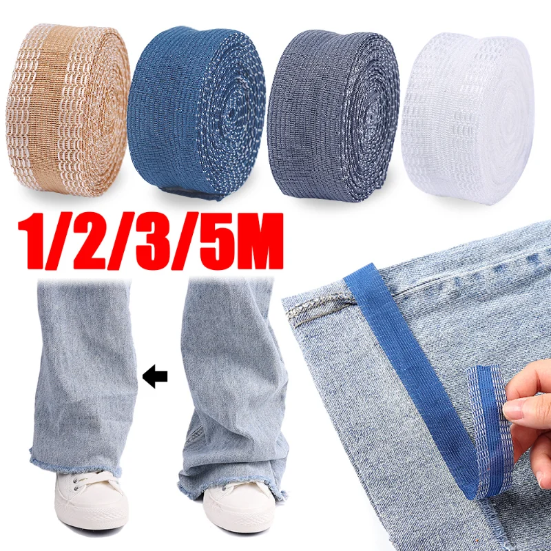 Self-Adhesive Tape for Trousers Legs Edge Shortening Sewing Tools Tape Paste Hemming Iron on Pants Jeans Clothes Length Shorten