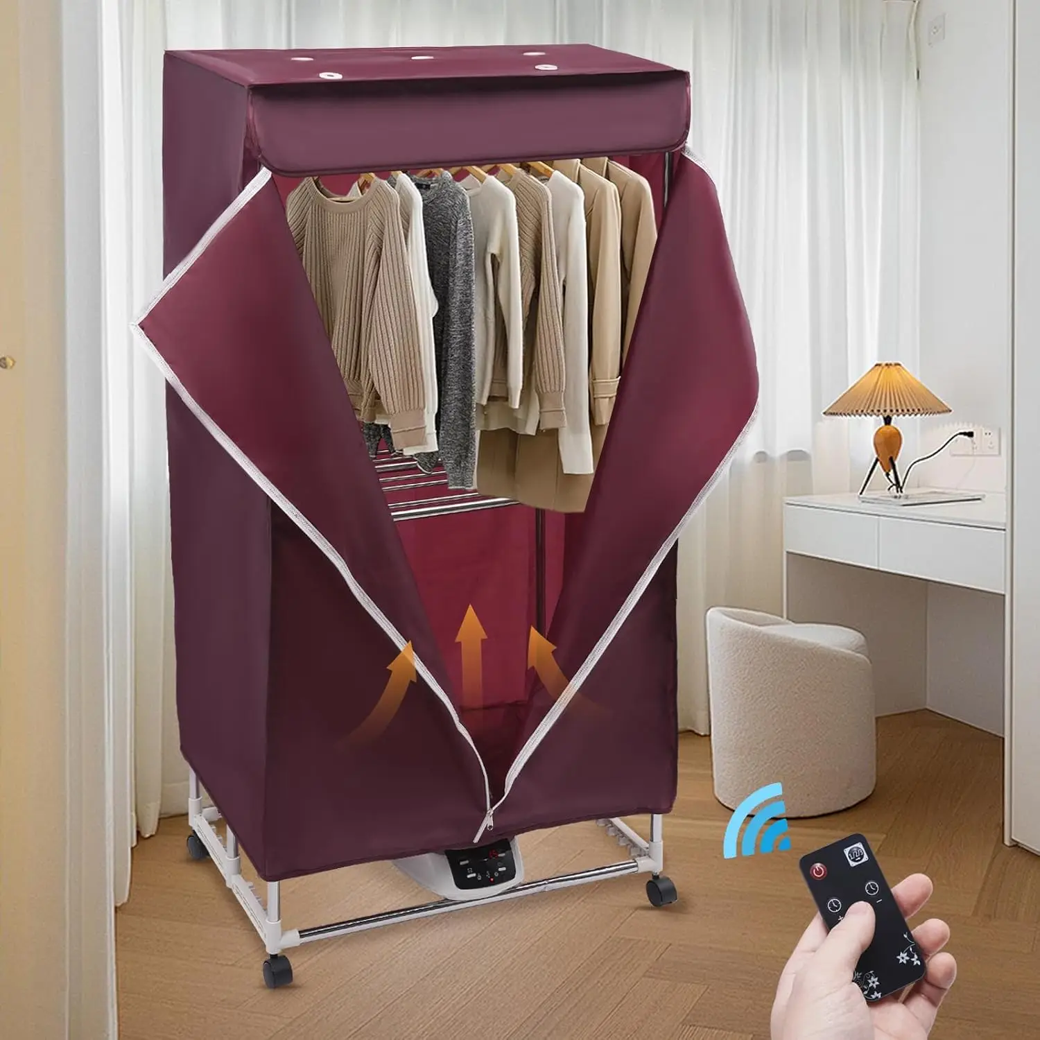 Clothes Dryer,  Power  with Timer, Laundry Apartment Dryer 2-Tier Electric Clothes Dryer Machine Clothes Drying Rack for Travel,