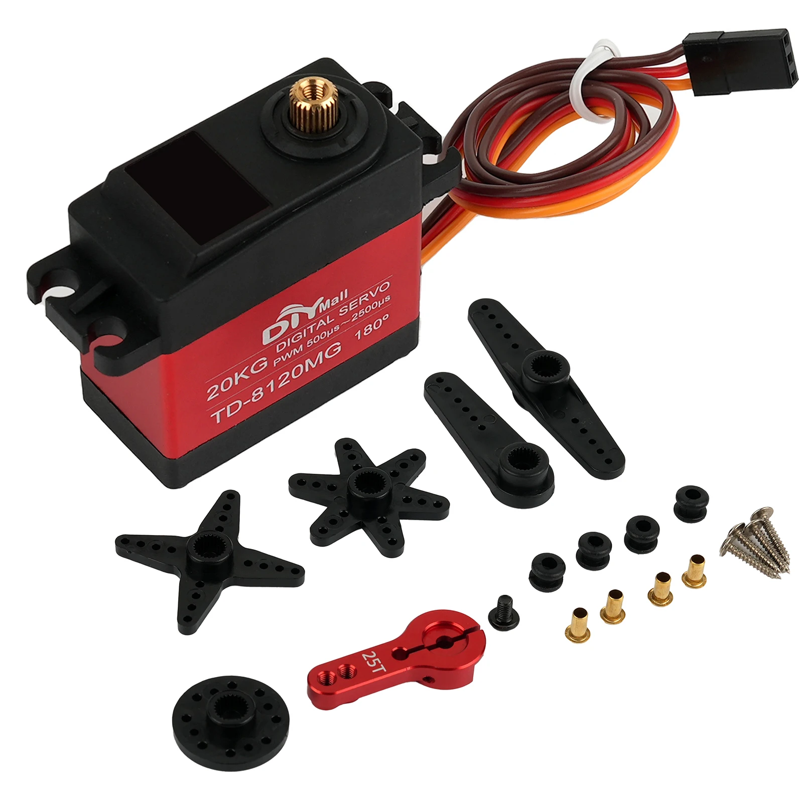 4 قطعة TD-8120MG 20 كجم علبة معدنية محرك معزز رقمي 180 °   زاوية يمكن التحكم فيها مع أجزاء ذراع 25T لسيارة RC/نموذج الروبوت