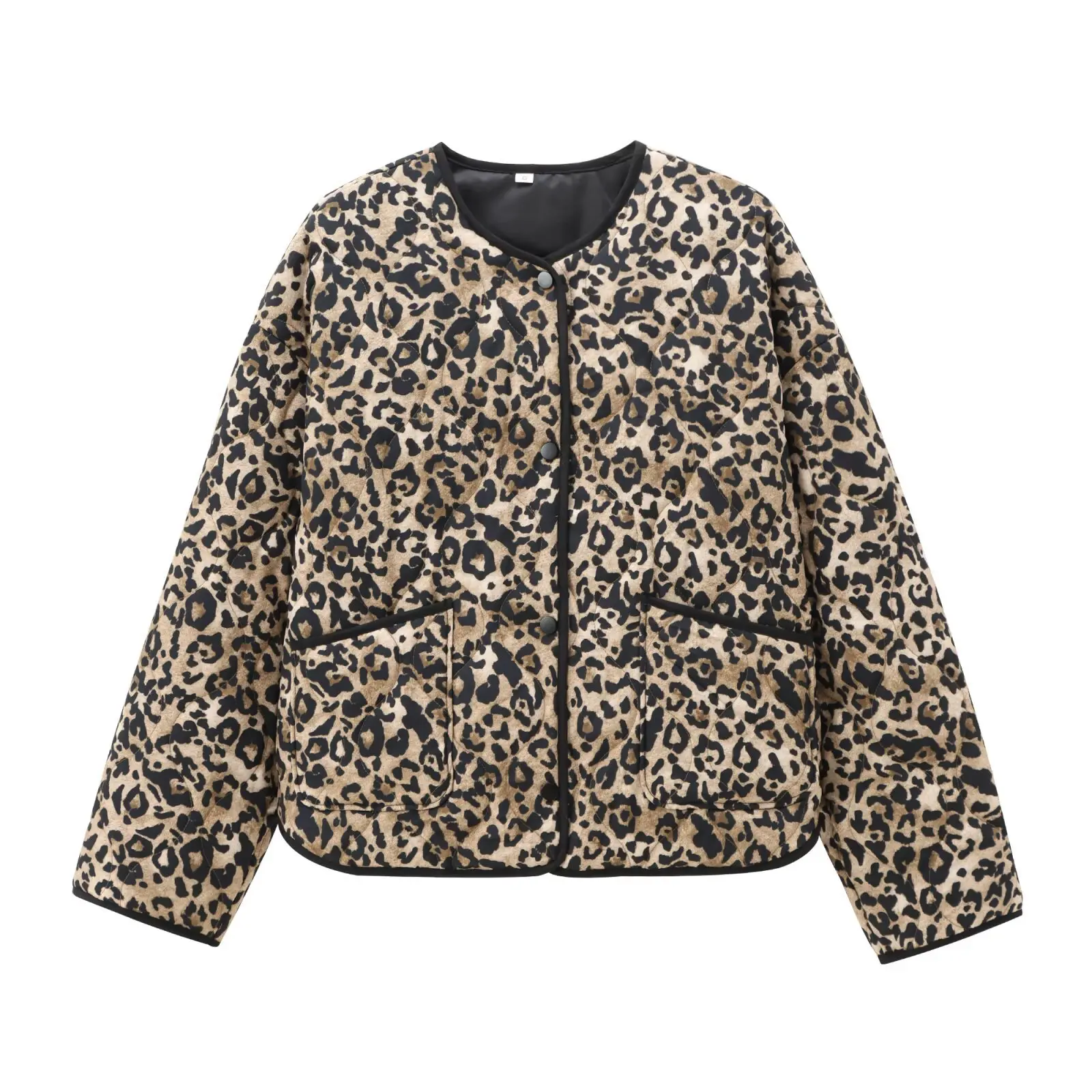

Fashion Autumn Long Sleeve Coat Versatile Short Coat Chic Single-Breasted Animal Printed Cotton Clothing Jacket