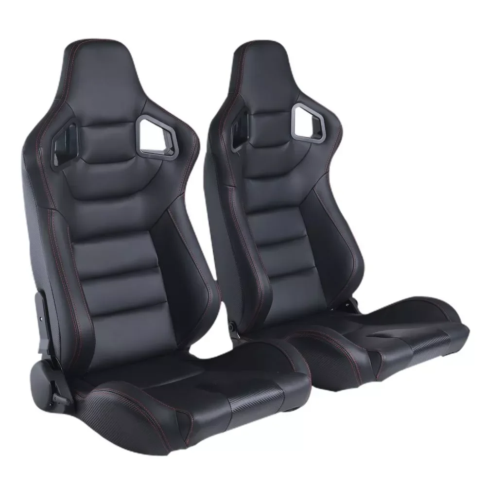 1pc PVC Leather Adjustable Racing Seat Stuttgart Faux Universal for Sport Car Simulator Bucket Half Seats with Dual Slider