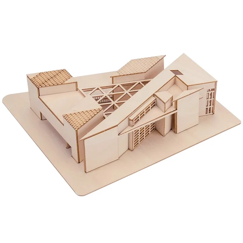 1:200 Scale Miniature 3D Puzzle Wooden Model house DIY Architecture Building Construction Set Educational Toy Creative Gift