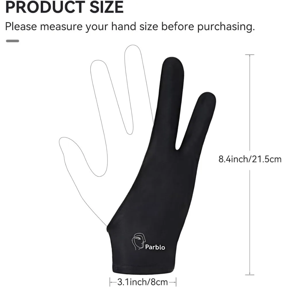 قفاز رسم Parblo PR-01 مكون من قطعتين - قفاز فنان بتصميم إصبعين لليد اليمنى واليسرى #3