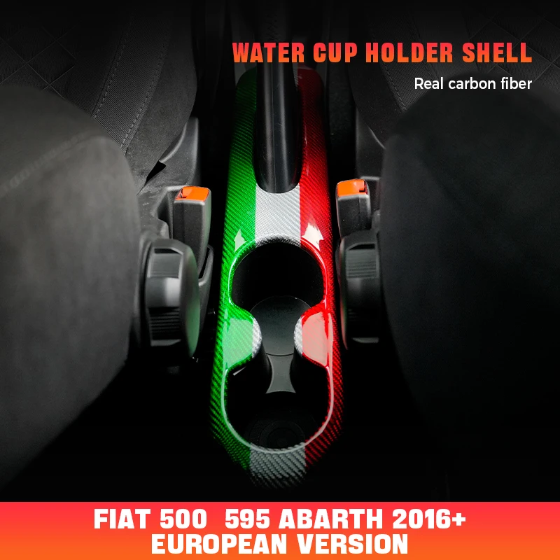Real Carbon Fiber Water Cup Holder Shell for Fi at Abarth 500 595 695 2016+ Interior Accessories