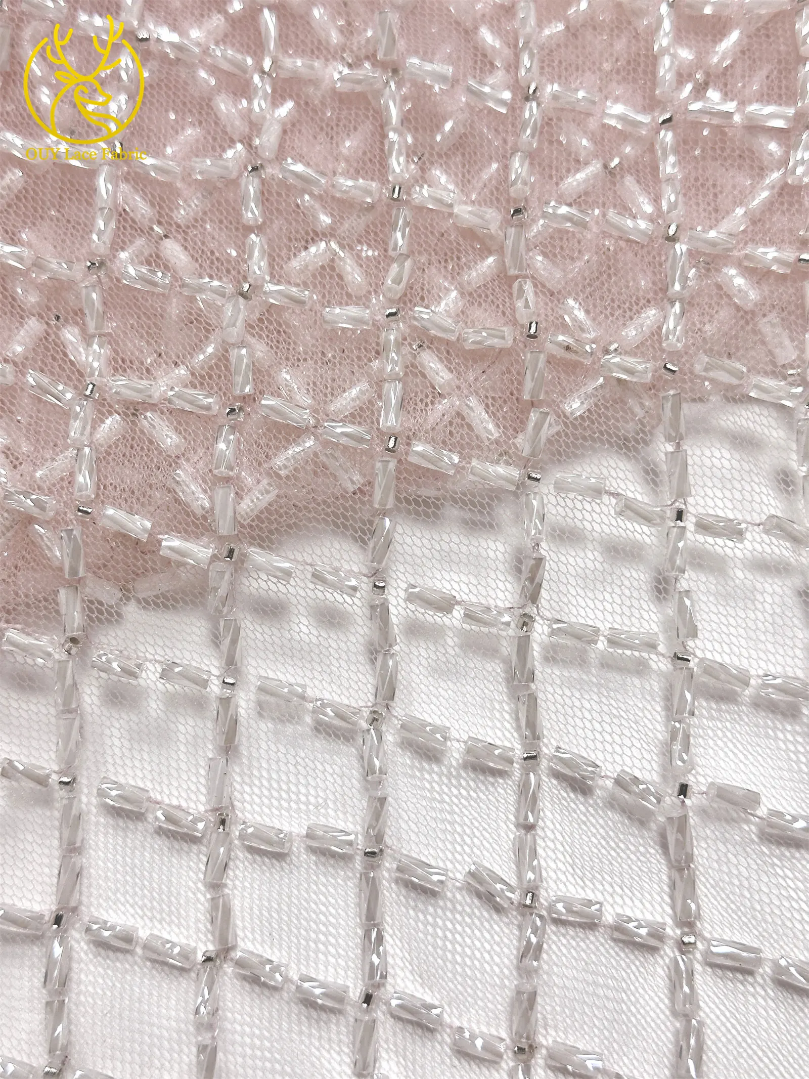 Luxuriöser französischer Perlenstickerei-Spitzenstoff 2026 – Französische Bugle-Perlen auf Mesh-Tüll-Spitze, nigerianisch, für Damen-Abendkleider, Nähmaterial, 5 Yards – Detail 20