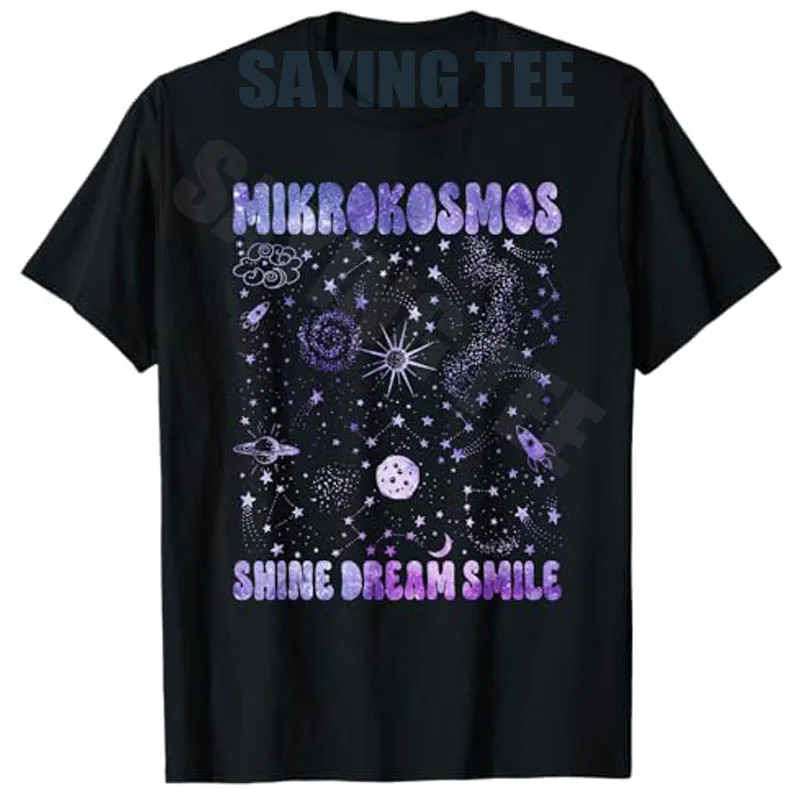 Camiseta Mikrokosmos Shine Dream Smile Twinkling Starlight Astronaut, ropa estética espacial de ensueño Y2k, ropa con vibraciones cósmicas Y2k