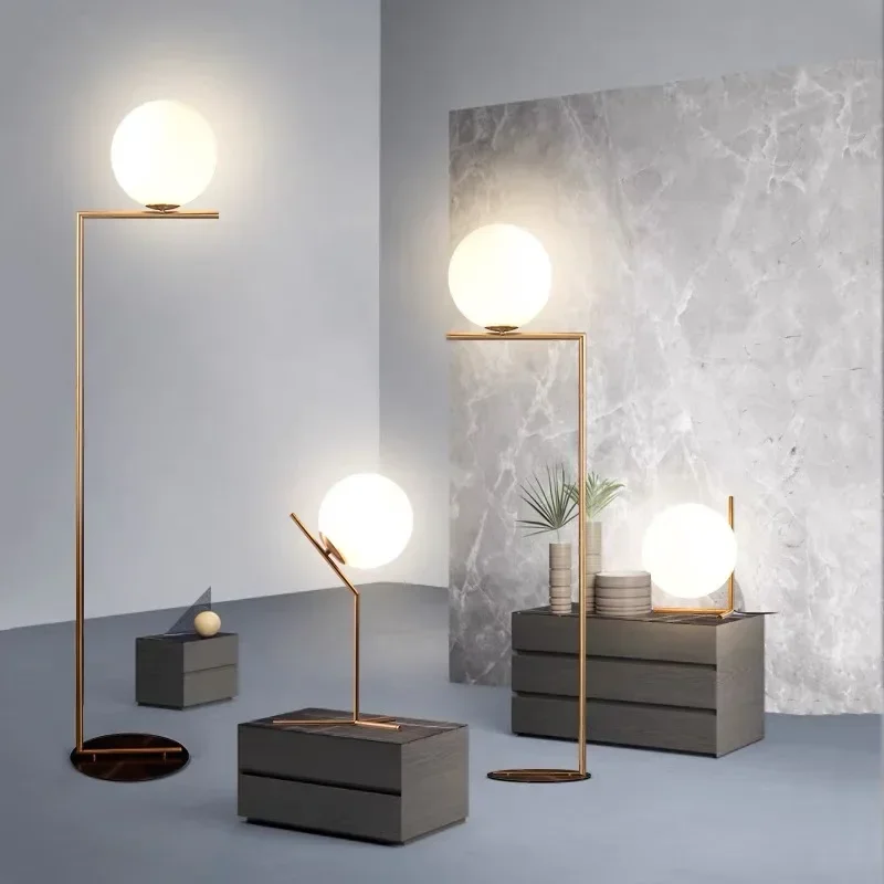 

Modern Glass Ball Floor Lamps Table Lamp Night Light Nordic Simple Bedside Desk Home Decor LED Chandelier Light Lamparas lustre