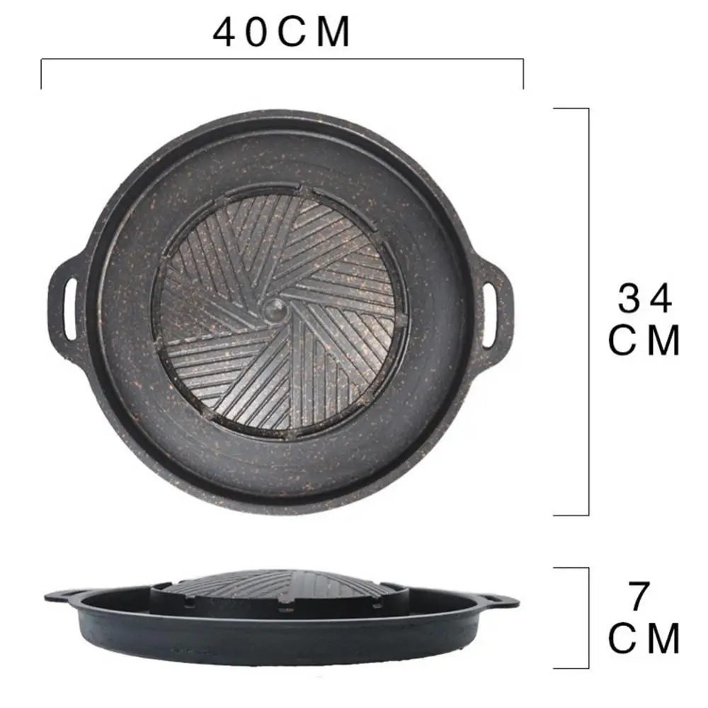 Korean Cassette Grill Pan Non-stick Aluminum Alloy Round Shabu-grilled Pan Hot Pot Oil Leaking Pan Camping BBQ Grilling Tools