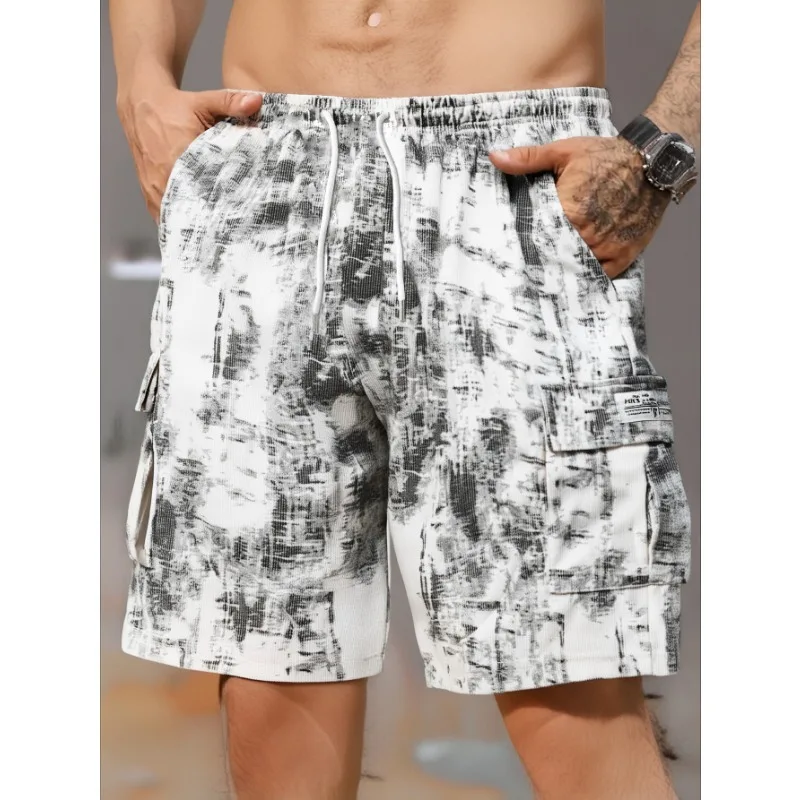 

Summer Trendy Cargo Shorts Men American Tie-dye Multi-pockets Outdoor Casual Shorts Man Loose Sports Beach Short Trousers 2025