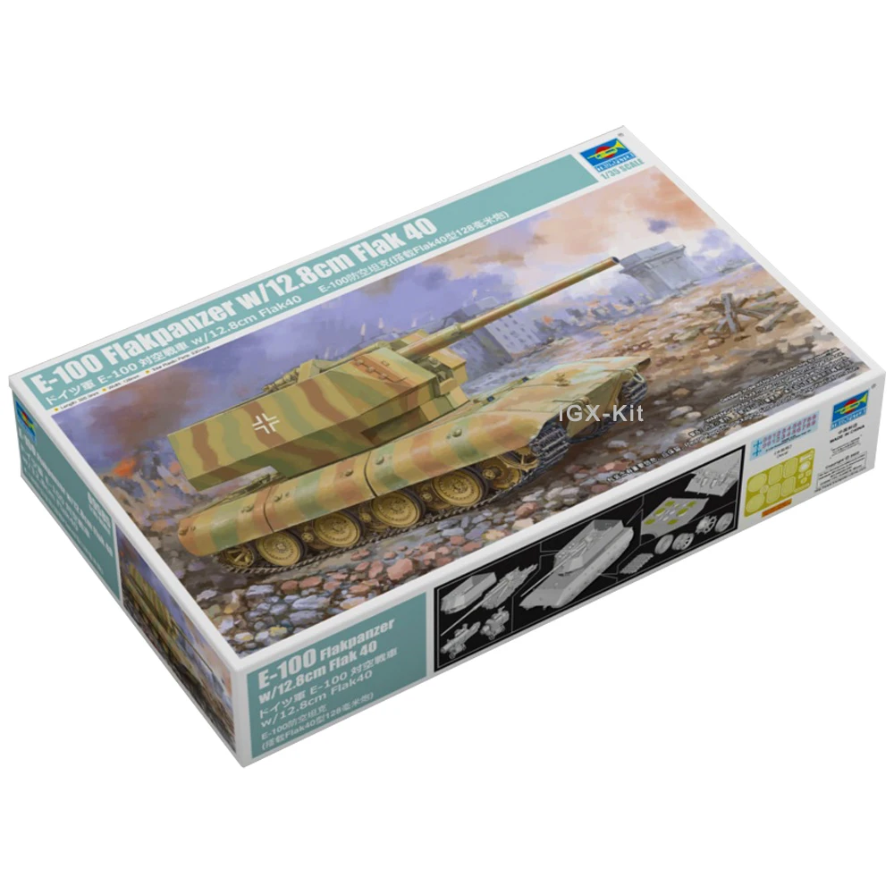 

Trumpeter 09585 1/35 German E100 E-100 Flakpanzer W/12.8cm Flak 40 Anti Aircraft Tank Assembly Plastic Toy Model Building Kit