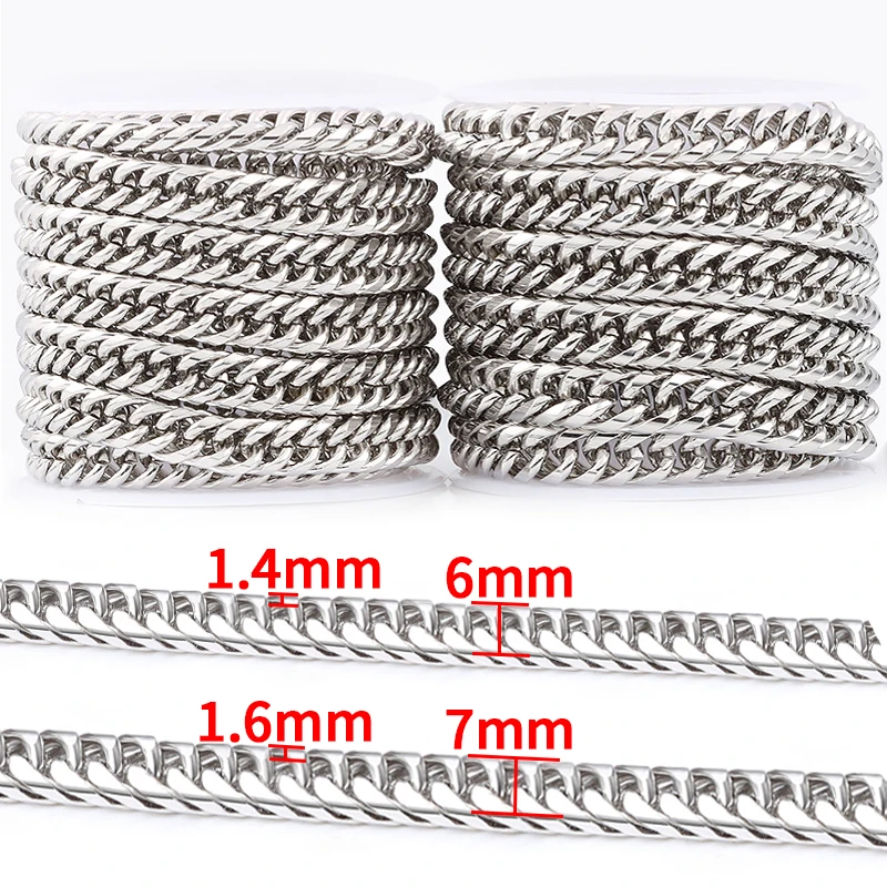 1Meter Stainless Steel 6mm 7mm Double layered Chain For Jewelry Making Supplies DIY Trend Necklace Bracelet Connect  Accessorie