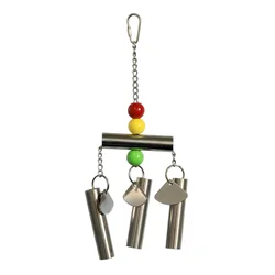 Stainless Steel Bell Bird Toy for Medium and Large Sized Parrot and Squirrel (Random Beads Color)