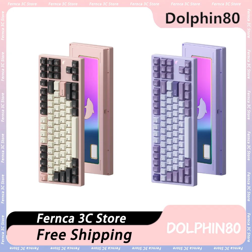 Dolphin80 مجموعة لوحة المفاتيح الميكانيكية 3 وضع اللاسلكية سبائك الألومنيوم لوحة المفاتيح عدة طوقا دولفين 80 مبادلة ساخنة لوحة مفاتيح الألعاب المخصصة