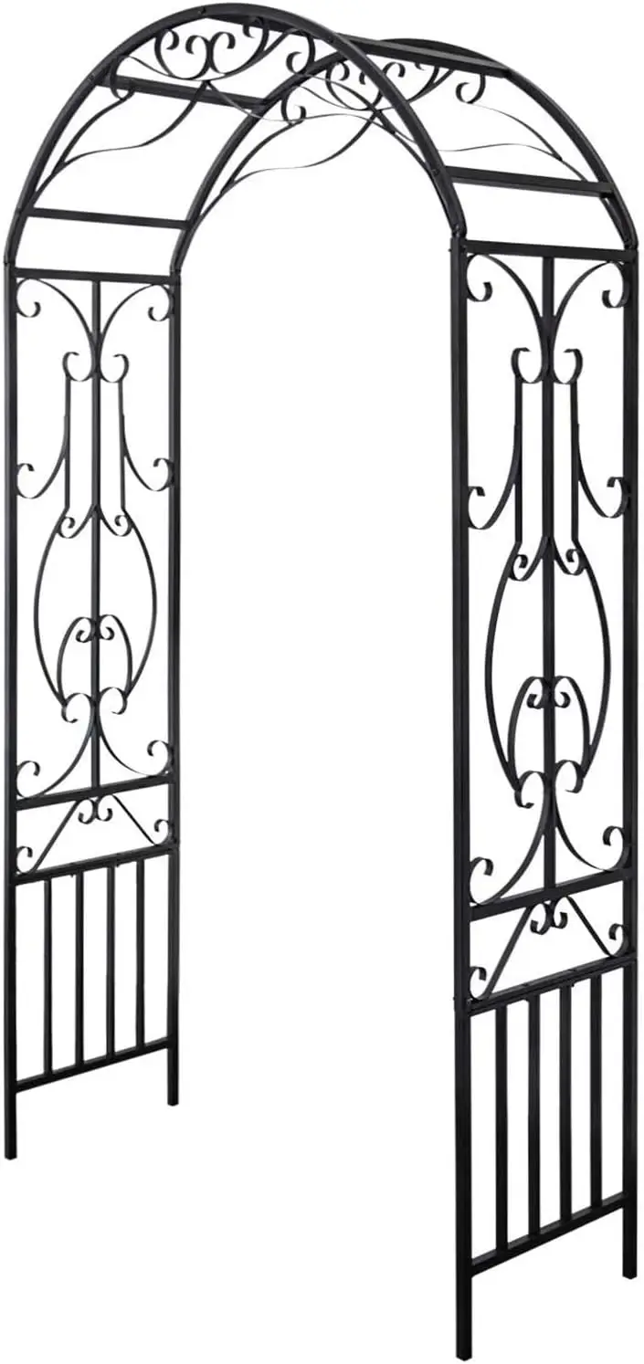 

Tree Outdoor Metal Garden Arch, 86.6" H x 44.1" W Iron Black Trellis Arbor Various Climbing Plant Growing Lawn Backyard