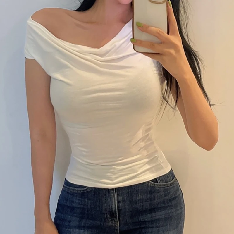 V-Neck Crop Top T Shirt Women Vest 2024 New Summer Tops Slim Sleeveless T Shirts Womens Clothing Tee Shirt Femme Camisetas Mujer