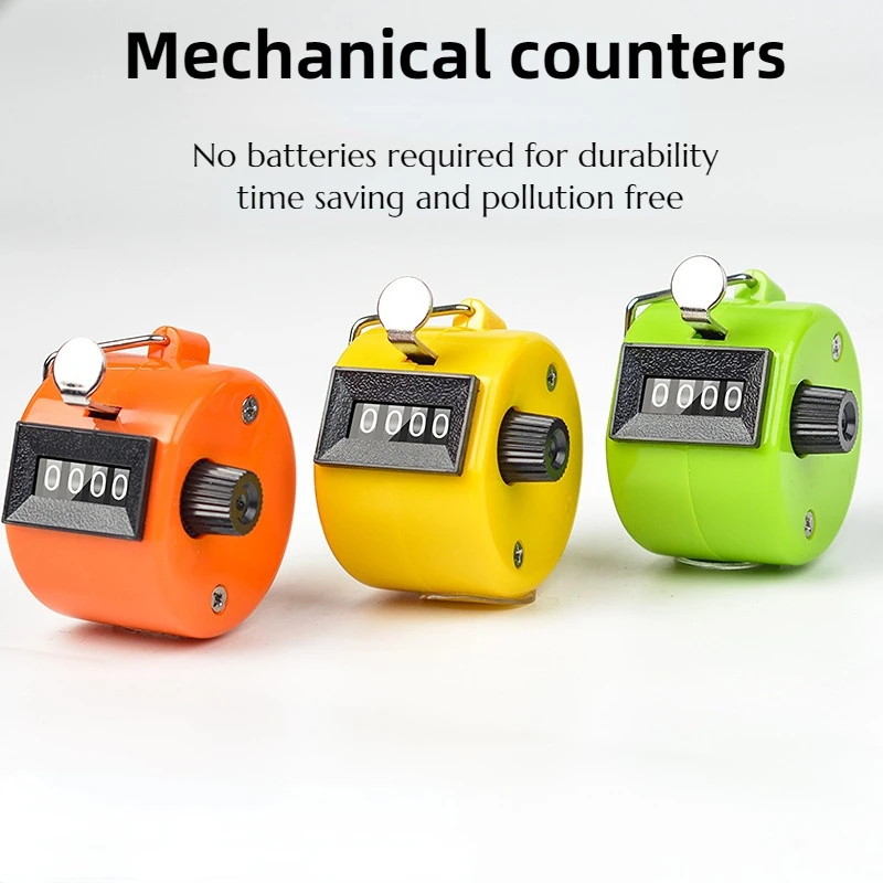 4 Digit Number Counters Metal Shell Hand Finger Display Manual Counting Tally Clicker Color Shell Timer Soccer Golf Counter