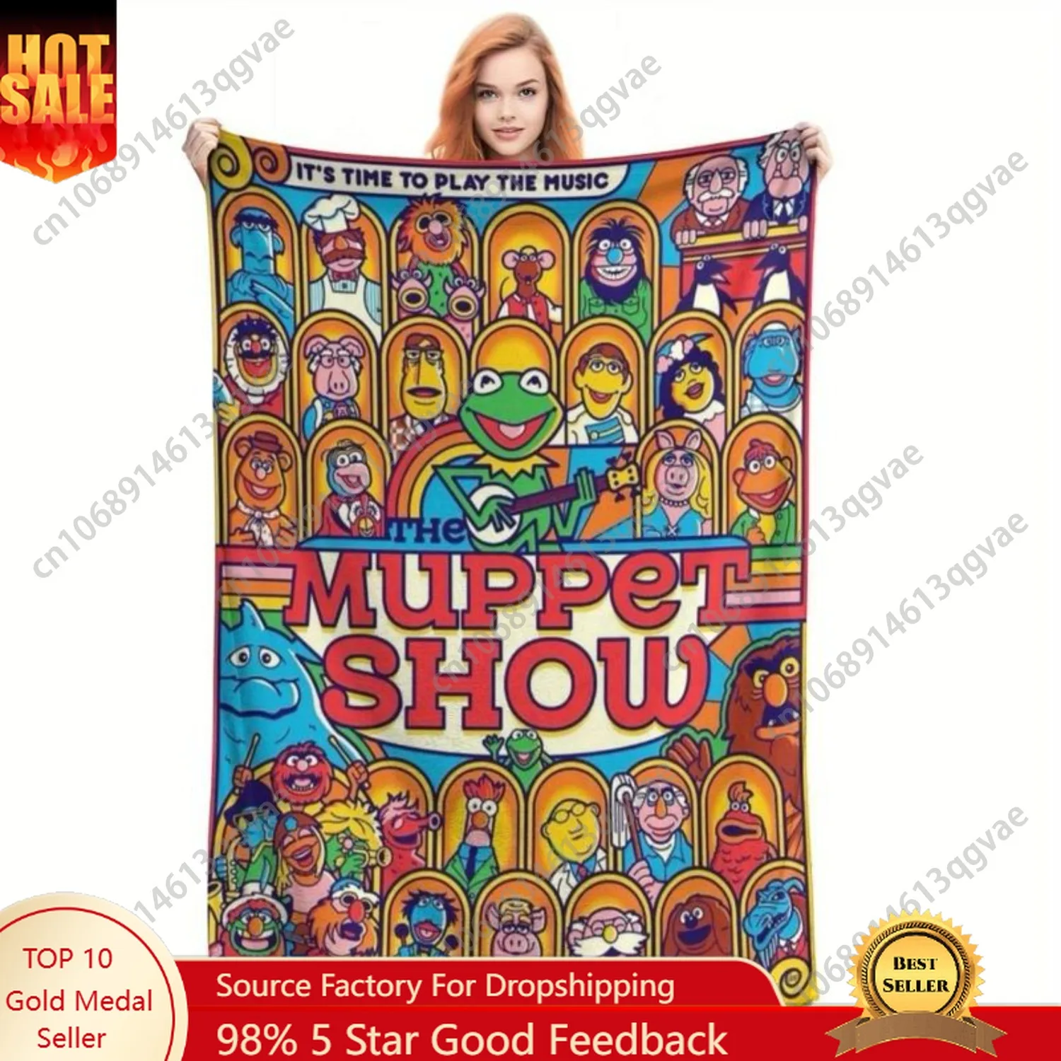 

The Muppet Show Themed Queen Size Flannel Fleece Blanket Super Soft Contemporary Style Multi Function for Couch and Bed