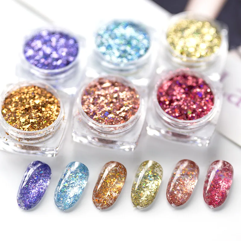 1Pc Nail Art Glitter Sequins Powder 18 Colors Holographic Laser Nail Glitter Powder For Sparkle Shinny Nail Art Decorations