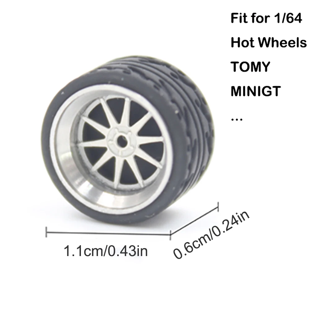 Carlomo 1/64 N-Class Model Car Alloy Wheels With Rubber Tires Assembly Rims Refitting Parts for Model Vehicle 4pcs Set
