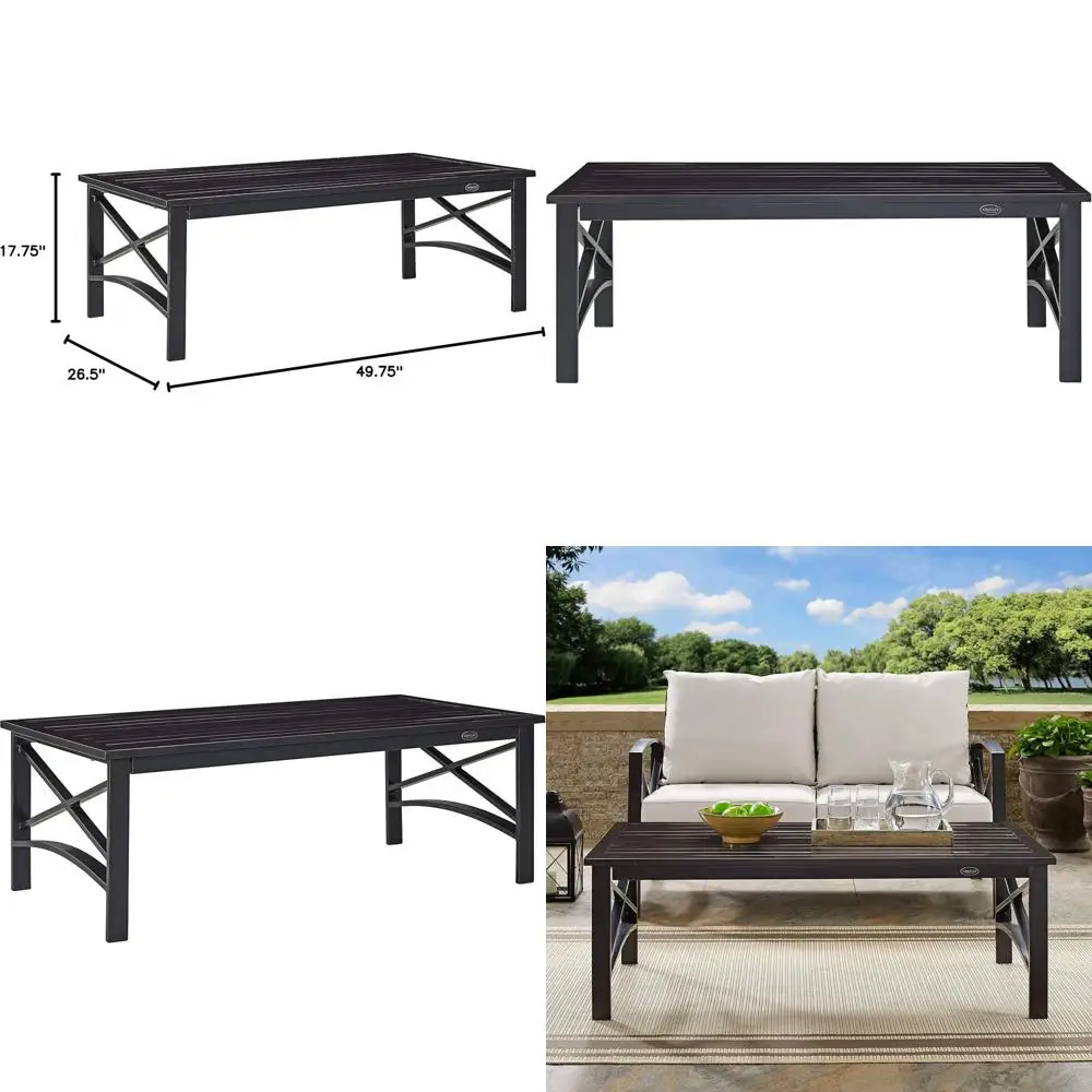 

Устойчивый к погодным условиям металлический уличный кофейный столик для патио, террасы или веранды с отделкой под бронзу с масляным покрытием