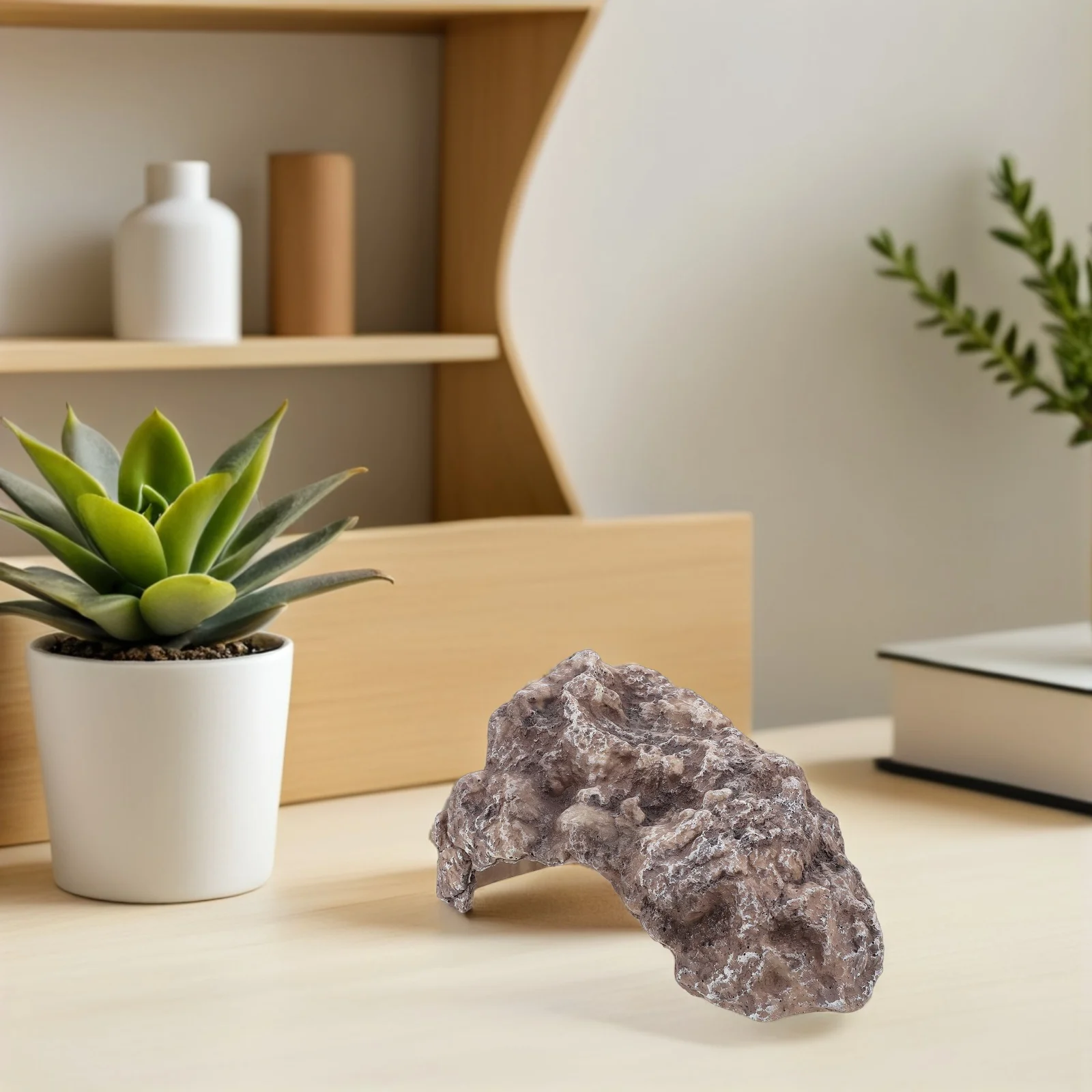 

Reptile Rock Hideout Light Brown Natural Simulation Shelter Tank Decorations Aquarium Cave Hides for Betta Fish Shrimp Lizards