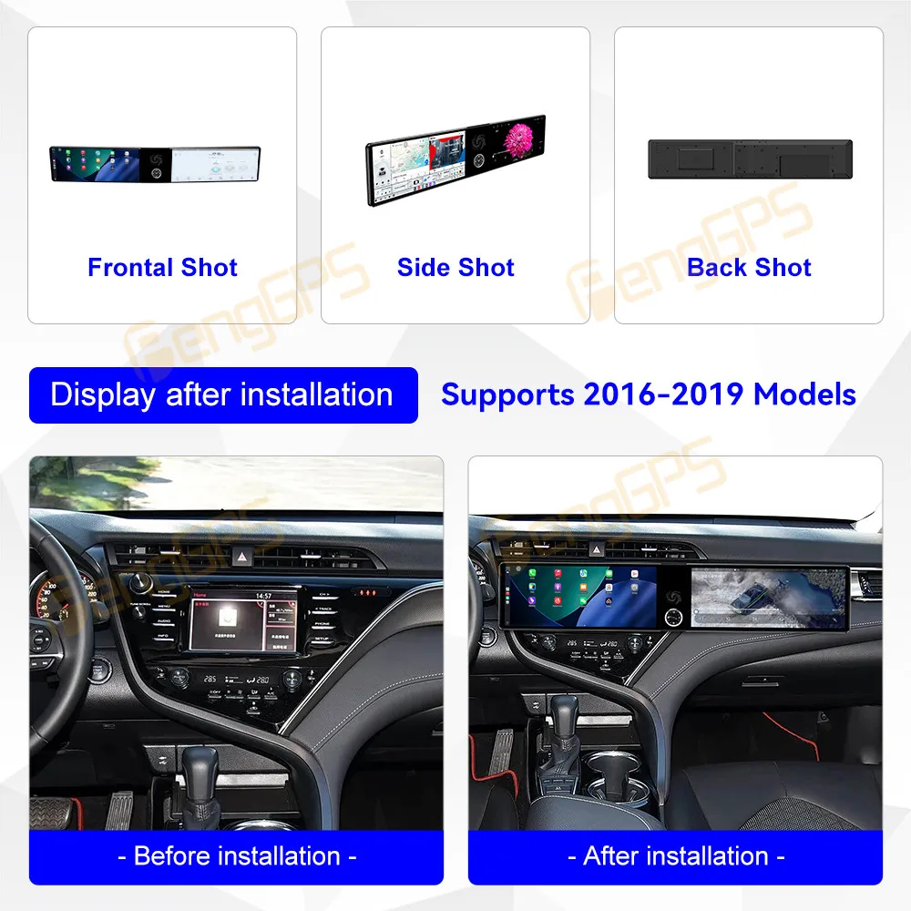 

Dual Screen 12.3" Android 13 CarPlay Car Radio For Toyota Camry 2016-2019 Touch Screen Multimedia Player Navigation Head Unit