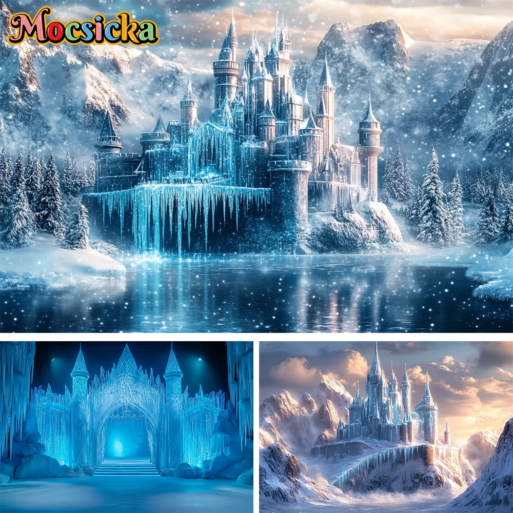 

Mocsicka Snow Frozen Backdrop For Birthday Party Cake Smash 1St Birthday Winter Wonderland Ice Photo Background Snowflake Decor