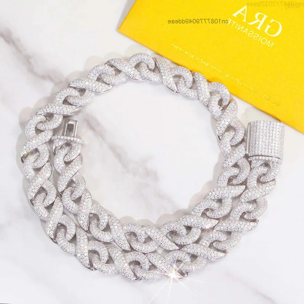 

Selling Hip Hop Chain 13mm Wide 925 Silver Necklace D/vvs Moissanite Necklace Iced Out Cuban Link Chain