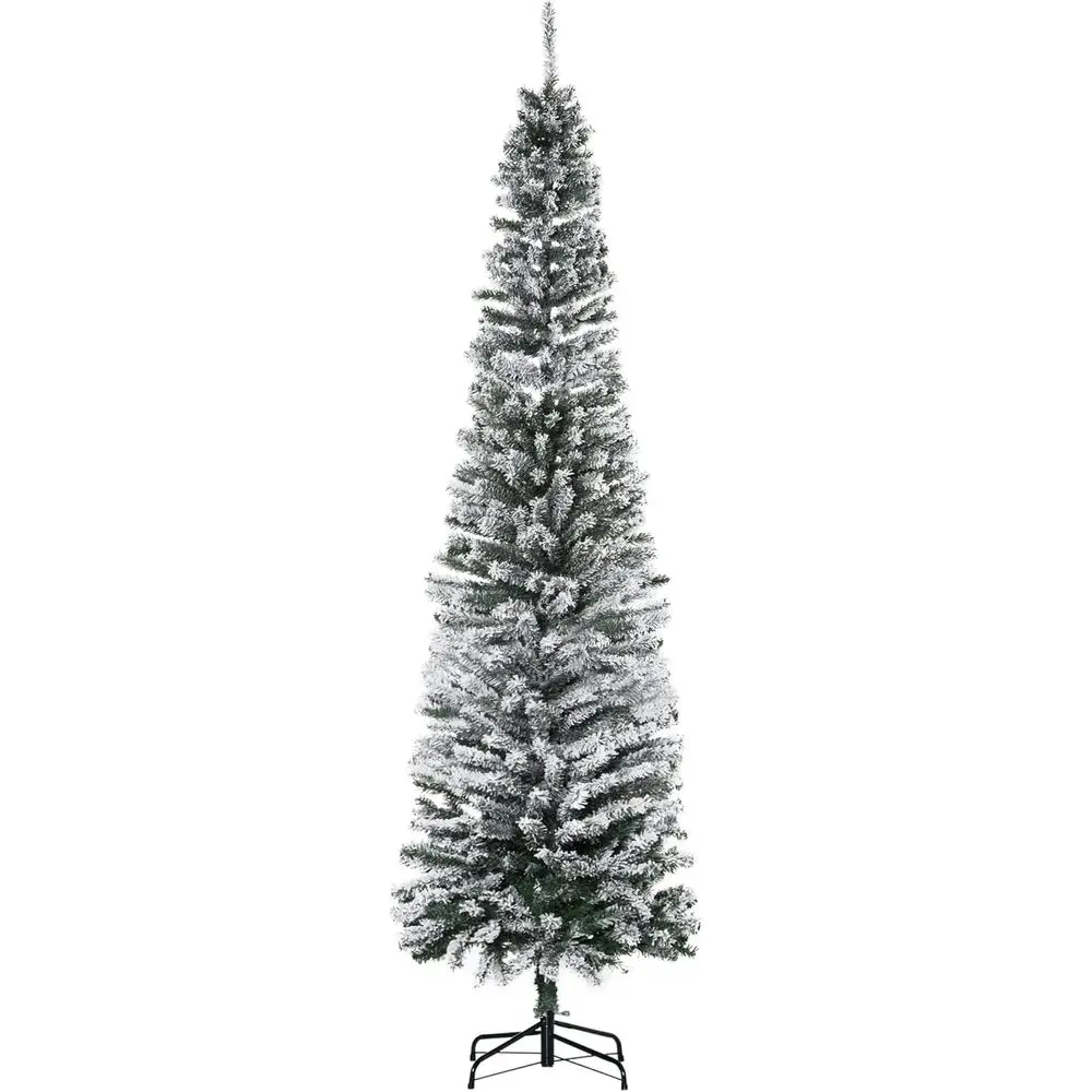 HOMOM 7.5t locked Chrisas Tree, Pencil Artiicial Xmas Tree with aux , Dense Branches, oldable Metal Base or Indoor day Decor