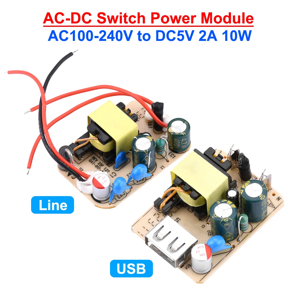 AC100-240 to DC5V 2A 10W AC-DC Switch Power Module Power Adapter Bare Board USB