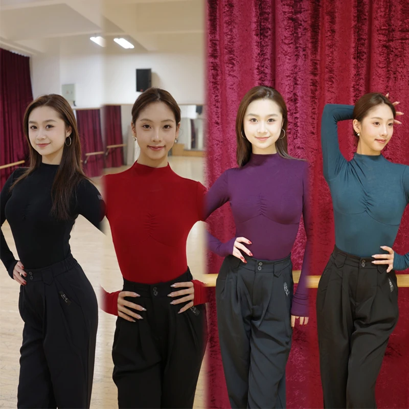 

New Long Sleeves Latin Dance Bodysuit Adults Ballroom Dane Competition Tops Women'S Rumba Latin Dance Pracrice Top SL14617