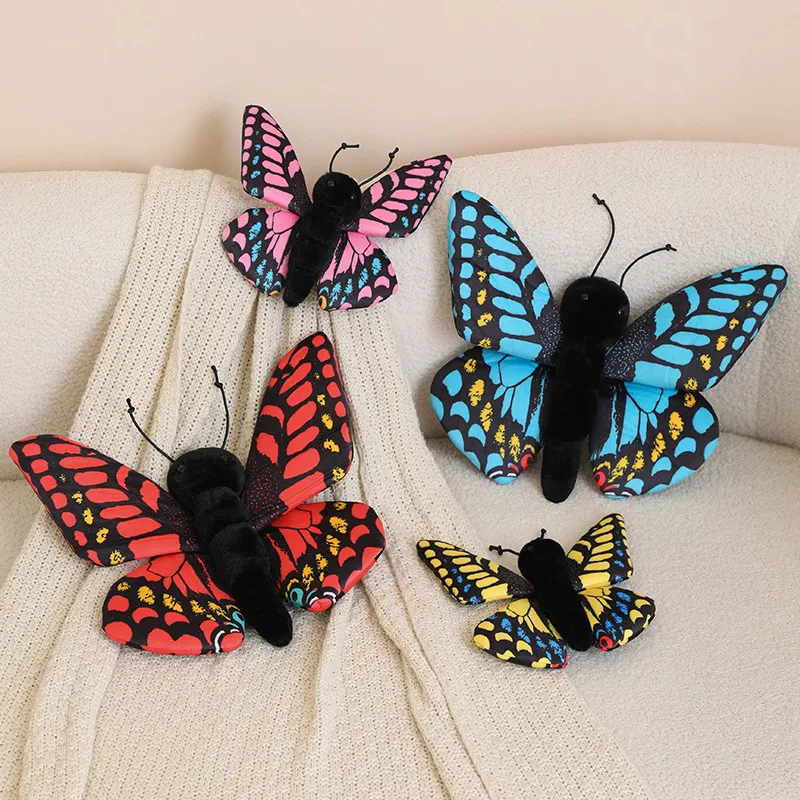Beatiful Butterfly Plush Simualtion Bright Colour Animal Pillow Lifelike Insect Doll Home Decro Gifts