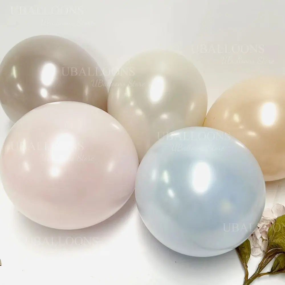 Doppelt gefüllte perlweiße Luftballons, 5/10/12/18 Zoll, doppellagige perlweiße Latexballons für Hochzeit, Geburtstag, Babyparty, Dezember – Detail 2