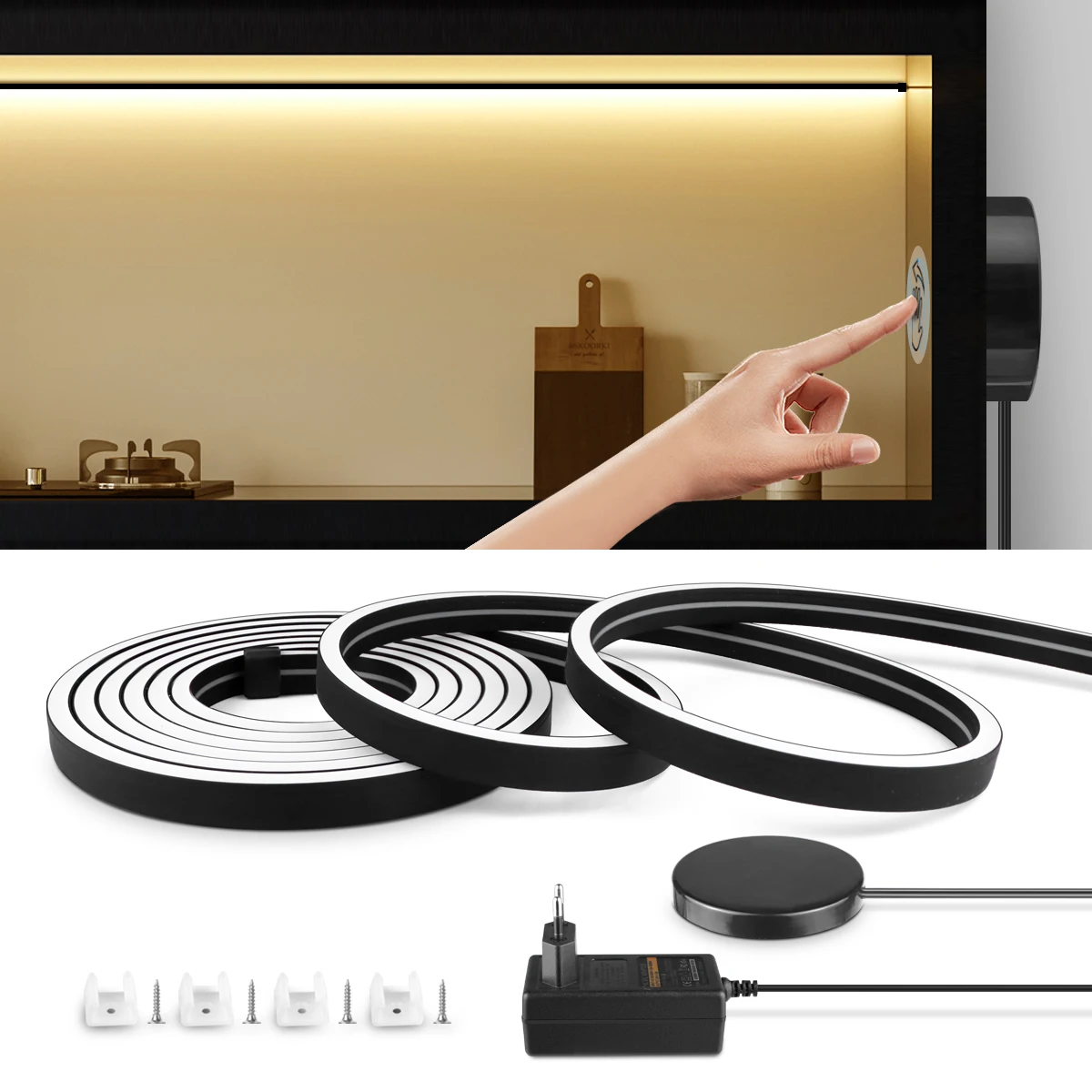 Dimmable LED Strip Touch Sensor Penetrating Switch Wood Panel Touch Switch Dimmer LED Light Lighting For Home Kitchen Cabinet