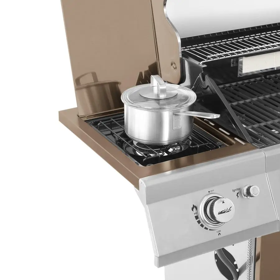 

GA5403C 5Burner Propane Gas Grill with Side Burner amp Warming Rack, Outdoor BBQ Grill with 74,000 BTUs Output amp 738 Sq