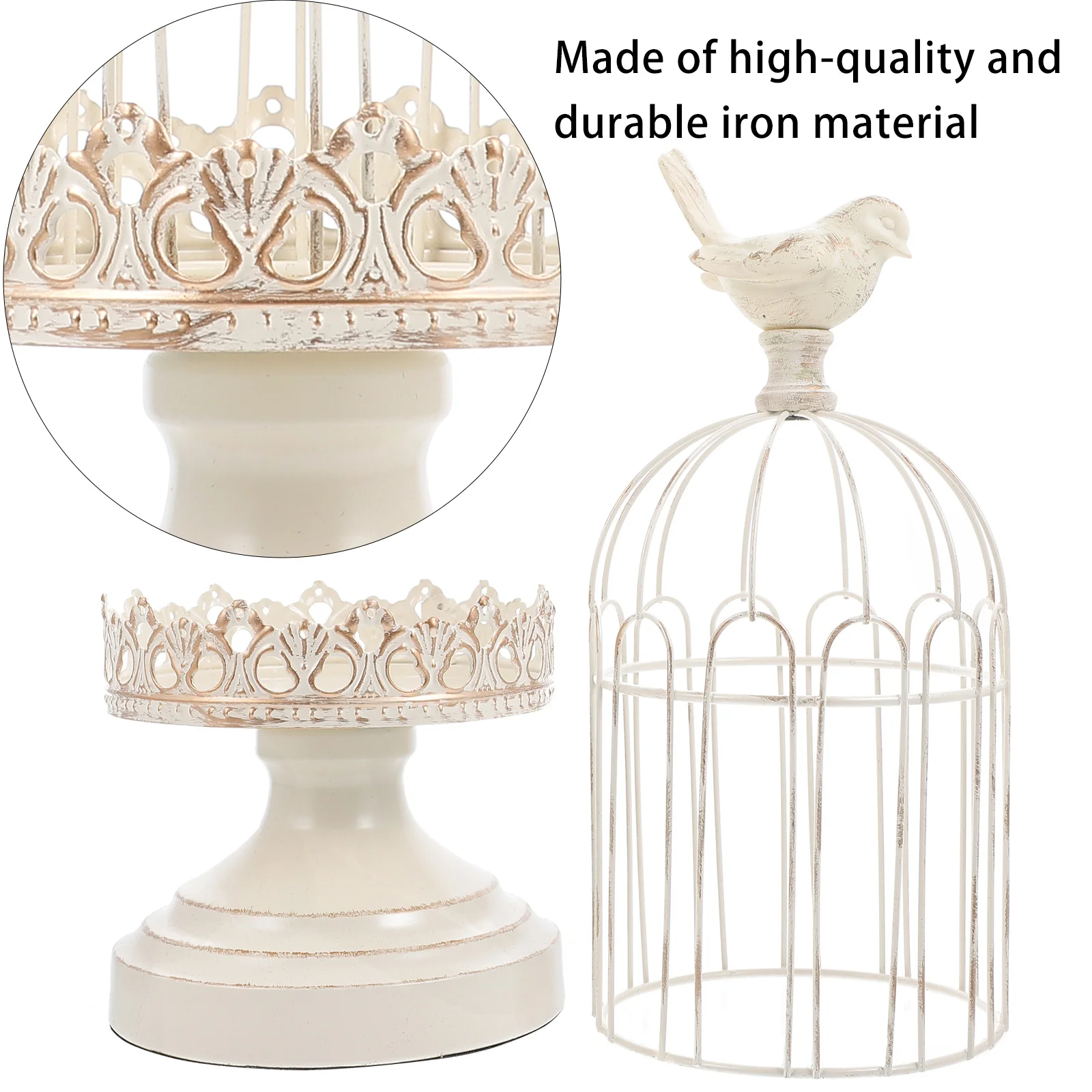 

1Pcs Unique Iron Holder Birdcage Design Rustproof Rack for Home Decor Office Study Room Desktop Ornament Wrought