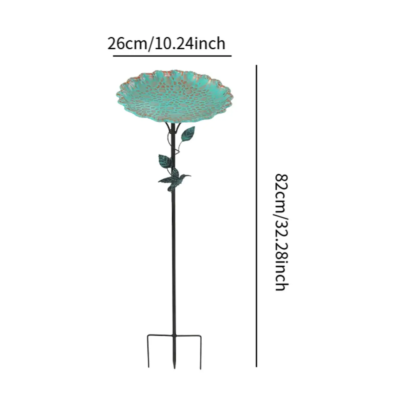 Birdfeeder with Metal Stake Ornament Gift Iron Weatherproof Decorative Bird Bath