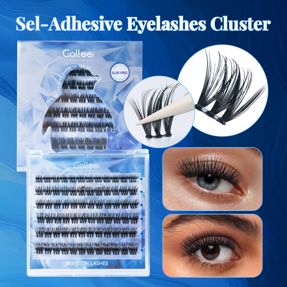 

Gollee Glue-Free False Eyelashes Maintain for 24 Hours Single Cluster 10-16mm D-curled Natural Self-adhesive Household Reusable