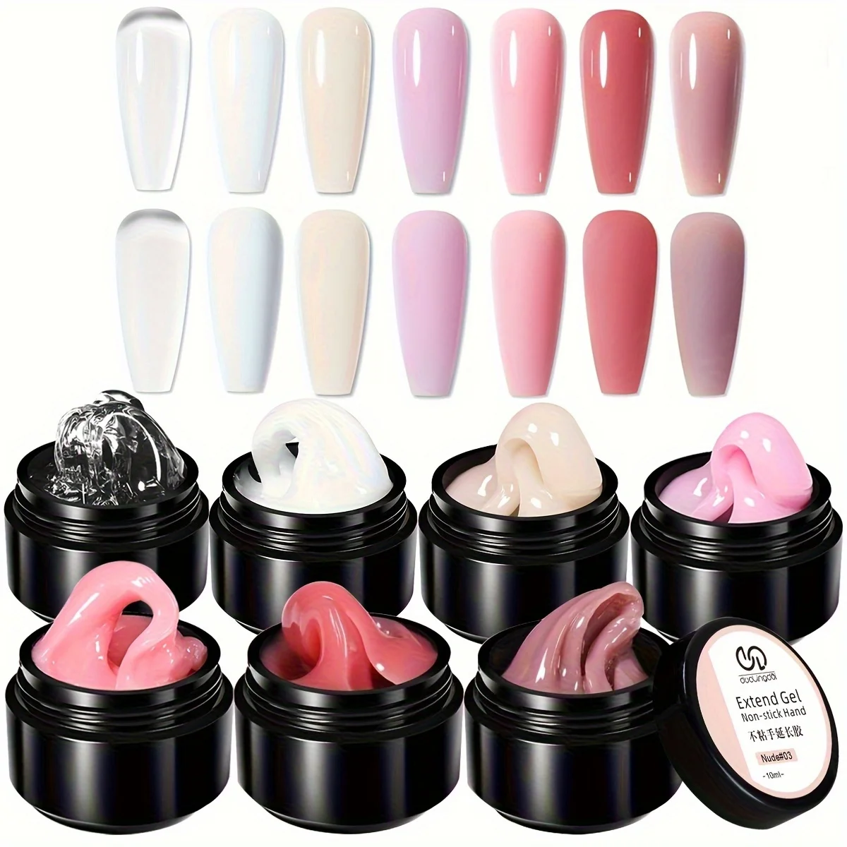 Non-Stick 3D Sculpting Gel for Nail Art - Clear & White Solid Hard Builder Gel Suitable for Nail Extensions, Carving, Sculpting