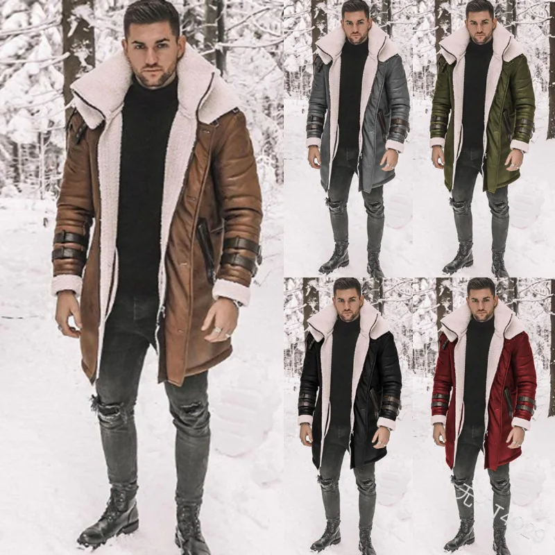 

2024 Autumn Winter Woolen Shearling Men's Long Coat Stylish Trendy Thicken Imitation Fur Warm Clothes