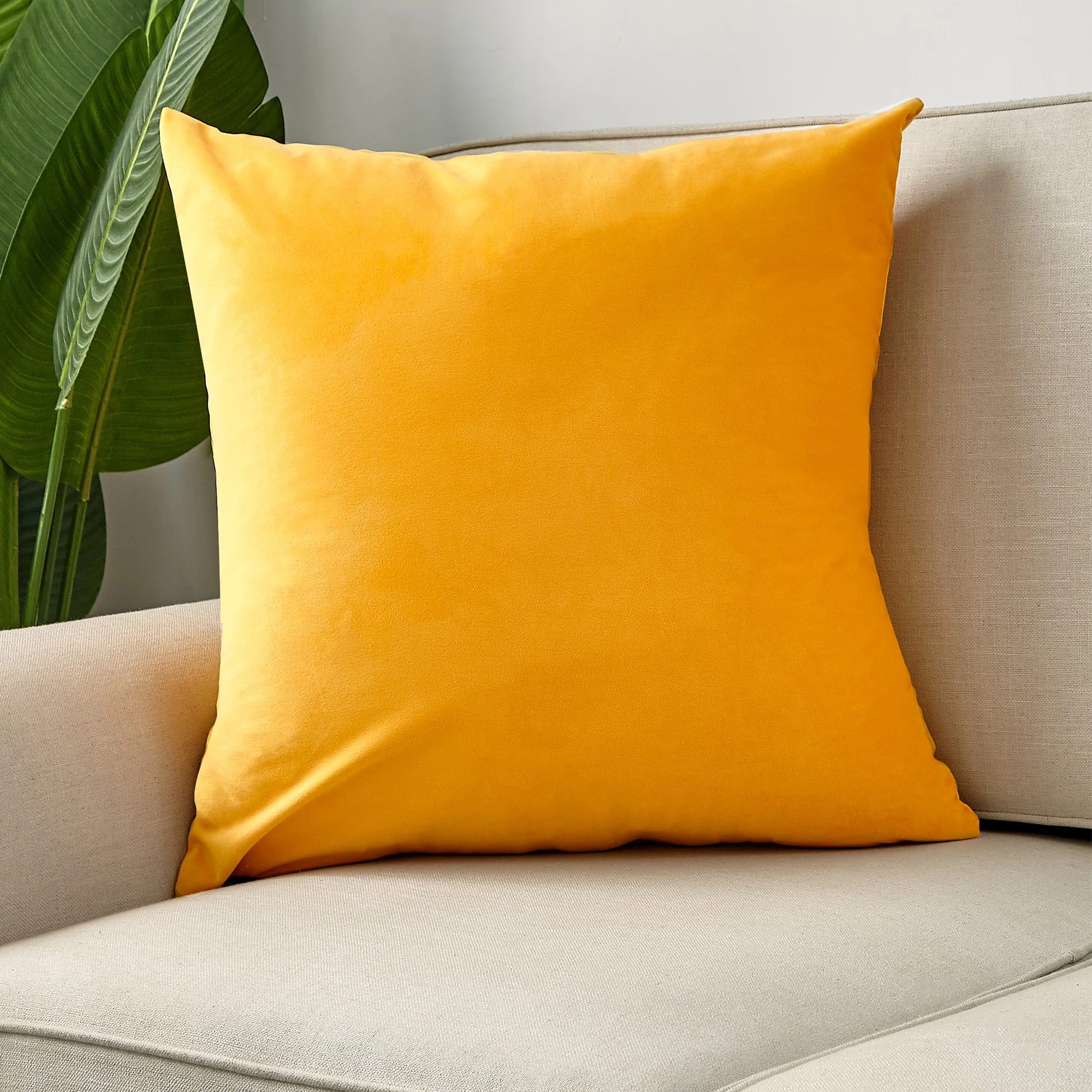 Lemon Yellow Velvet Cushion Covers Silvery Plaid Pillowcases 45x45 Nordic Home Decor Pillows Cover for Sofa Cushions